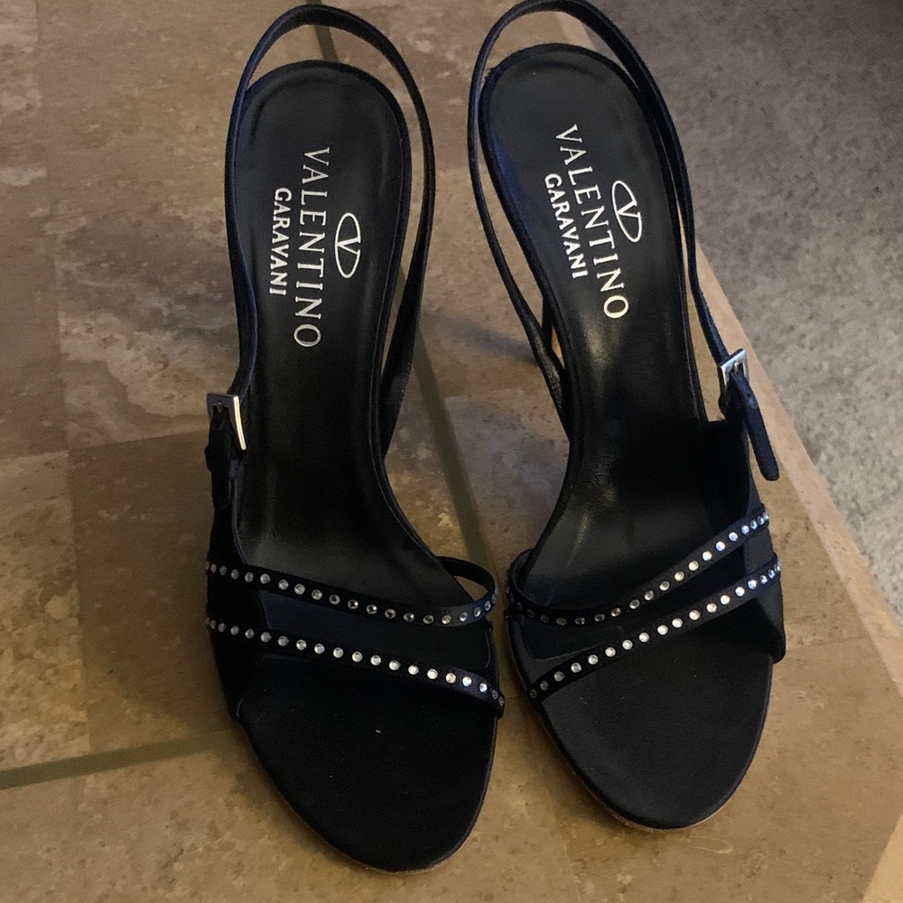 Valentino Garavani Black Slingback Heels with Silver Studs